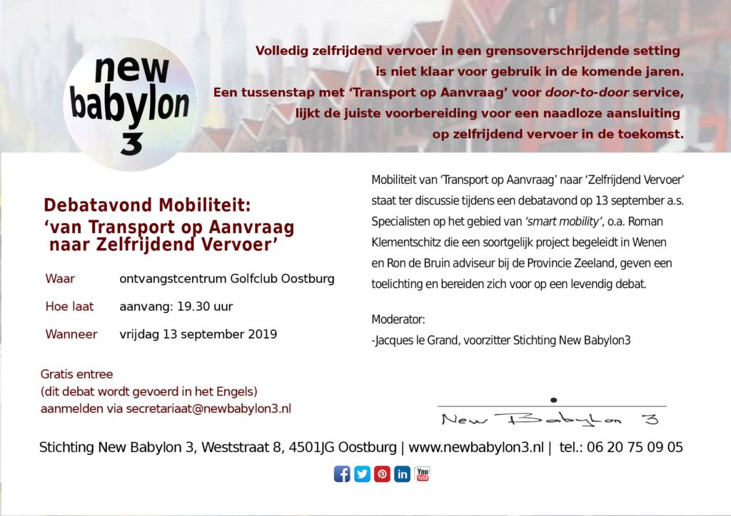 debat autonoom transport New Babylon 3 13 september 2019